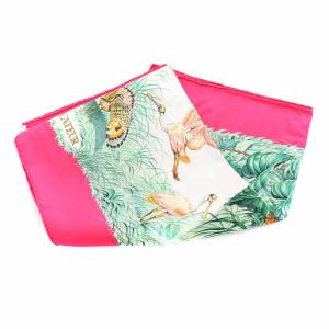 HERMES カレ90 EQUATEUR 赤道直下 スカーフ シルク アニマル柄 ピンク