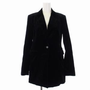 テーラードジャケット 背抜き シングル 1B ベロア 2 M 黒 ブラック 01-6404101-050-702