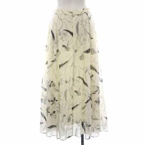 UNITED ARROWS Cotton Sheer Maxi Skirt フレアスカート ロング マキシ 総柄 40 L アイボリー 1524-162-4891