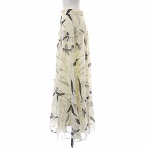 UNITED ARROWS Cotton Sheer Maxi Skirt フレアスカート ロング マキシ 総柄 40 L アイボリー 1524-162-4891