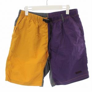 シェル パッカブル ショーツ ショートパンツ ハーフ イージーパンツ ベルト ナイロン L 黄色 紫 イエロー パープル GUP-19S044