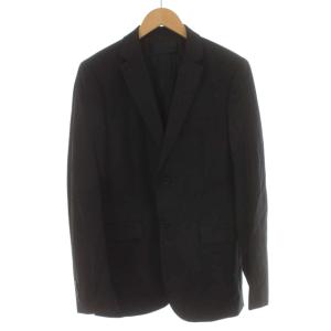 テーラードジャケット フォーマル シングル 2B センターベント 総裏地 エルボーパッチ 肘当て 44 S 黒 ブラック
