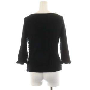 SYBILLA ニット カットソー 七分袖 シルク混 絹混 コサージュ付き M 黒 ブラック