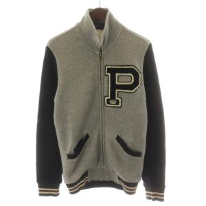 オーセンティックベースボールジャケット スタジャン ワッペン XS グレー 黒 ブラック 710561760001