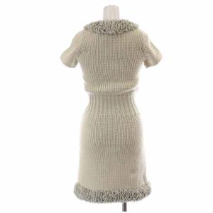 CHANEL ニットワンピース  ひざ丈 カシミヤ 半袖 34 XS グレー 08A P34482K00999