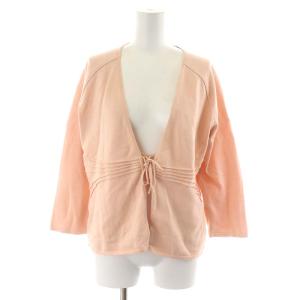 カーディガン 長袖 コットン L ピンク