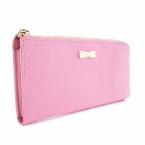FURLA 長財布 小銭入れ ラウンドジップ レザー ロゴプレート ピンク ゴールド
