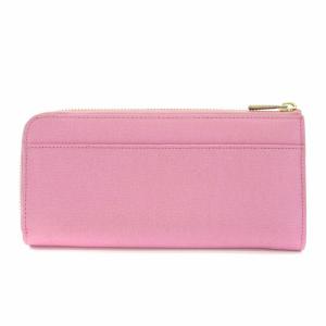 FURLA 長財布 小銭入れ ラウンドジップ レザー ロゴプレート ピンク ゴールド