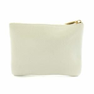 FURLA ポーチ 化粧ポーチ レザー ロゴ型押し オフホワイト