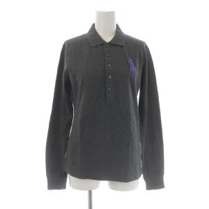 THE SKINNY POLO ポロシャツ 長袖 ワンポイント ビッグポニー L グレー 紫 パープル
