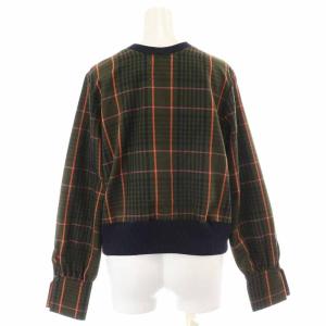 Ameri VINTAGE 21AW CHEERFUL CHECK TOP カーディガン チェック 切替 長袖 F 緑 グリーン 紺 ネイビー 01120430650