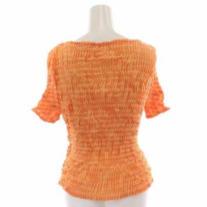 ISSEY MIYAKE カットソー プリーツ シワ加工 半袖 M オレンジ