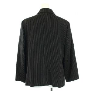 Leilian スーツ セットアップ 上下 ストライプ ジャケット 肩パット入 スカート タイト ひざ丈 17+ 黒 ブラック ベージュ