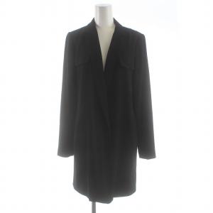 チェスターコート スプリングコート ロング 留め具なし 9 M 黒 ブラック BM