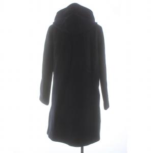 Leilian レネール LENER フーデッドコート ロング 切替 ウール 9 M 紺 ネイビー BM