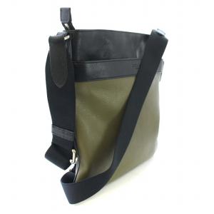COACH ショルダーバッグ メッセンジャー リファインドレザー カーキ 黒 ブラック F71842