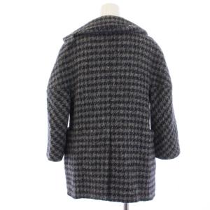 MARNI ステンカラーコート 七分袖 ミドル丈 総柄 ウール 38 S グレー 紺 ネイビー