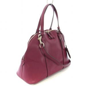 COACH ドーム サッチェル 2WAY ハンドバッグ ショルダーバッグ レザー 赤紫 ボルドー F25671