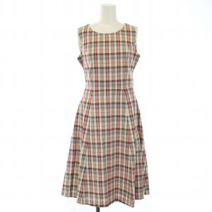 チェックフレアワンピース ノースリーブ ひざ丈 リボン 36 マルチカラー 51012-903A /TK