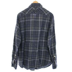 Snow Peak シャツ 長袖 チェック コットン M 紺 ネイビー グレー SH-14AU502