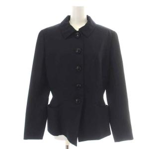 Christian Dior スーツ セットアップ 上下 ジャケット ステンカラー シングル 総裏地 タイトスカート ひざ丈 ウール 11 L 紺 ネイビー