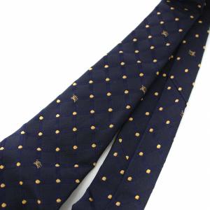 BURBERRY LONDON ネクタイ シルク ドット ホース ワイドタイ 紺 ネイビー 黄色 マスタード