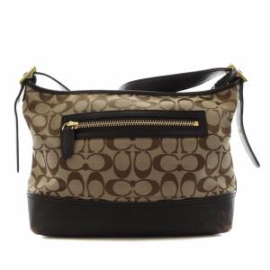 COACH シグネチャー ショルダーバッグ レザー ジャガード ベージュ 茶 ブラウン 25664