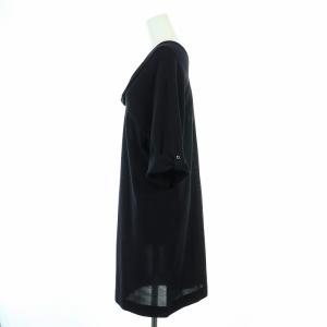 ADORE ワンピース ひざ丈 七分袖 Vネック ストレッチ 36 S ダークネイビー