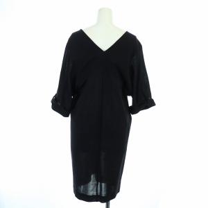ADORE ワンピース ひざ丈 七分袖 Vネック ストレッチ 36 S ダークネイビー