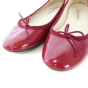 Repetto バレエシューズ フラットシューズ エナメル リボン 36 22.7cm 赤 レッド