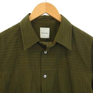 PAUL SMITH シャツ ストライプ 長袖 L カーキ 赤 レッド
