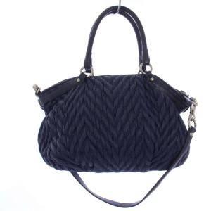 COACH マディソン キルティッド シェブロン ショルダーバッグ ハンドバッグ 2WAY ナイロン レザー 紺 ネイビー 18637