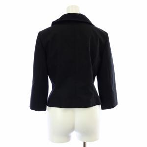 M'S GRACY テーラードジャケット 七分袖 フリル 裏地なし 麻 リネン混 38 M 黒 ブラック