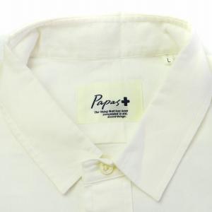 Papas + シャツ カジュアルシャツ 長袖 刺繍 コットン L 白 ホワイト