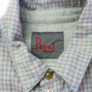 Papas MANIERE DE HEMING シャツジャケット チェック コットン 50 L グレー