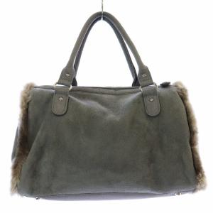 ANTEPRIMA ハンドバッグ スエード ファー スタッズ グレー