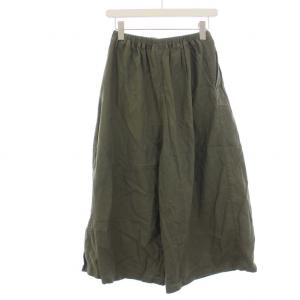 GRAMiCCi リネンコットンラップフレアパンツ ベルト ロゴ S カーキ GLP-20S036