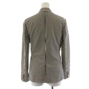 PAUL SMITH テーラードジャケット シングル ストライプ柄 コットン 40 L 黒 ブラック 白 ホワイト