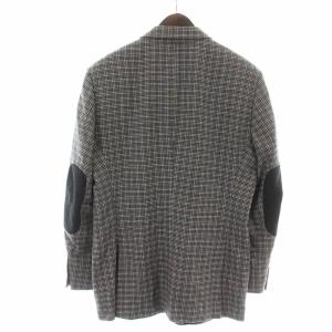 HUGO BOSS BOSS テーラードジャケット シングル 総裏地 千鳥格子 サイドベンツ エルボーパッチ ウール 50 L グレー