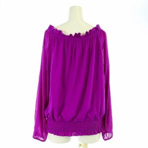 VIVIENNE TAM ブラウス プルオーバー 長袖 リボン ストレッチ 0 XS 紫 パープル