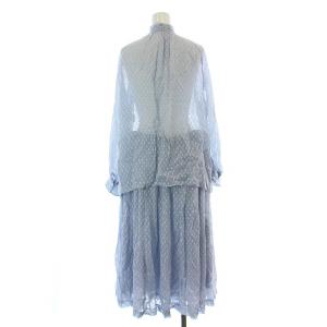 OLD ENGLAND セットアップ 上下 シャツ ブラウス 長袖 シアー ボウタイ ラップスカート 巻きスカート フレア ミモレ