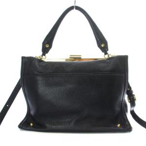 POTIOR ショルダーバッグ ハンドバッグ 2way がま口 レザー やぎ革 黒 ブラック /KU BM