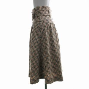 BURBERRY BLUE LABEL フレア スカート ハイウエスト ミニ チェック柄 ノバチェック 36 XS ベージュ BM
