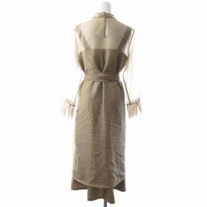 CELFORD セットアップ シアーブラウス シースルー ジャンパースカート ワンピース ロング丈 36 S 茶 ブラウン