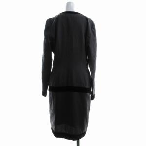 FOXEY BOUTIQUE ワンピース ひざ丈 七分袖 ウール ベロア ひざ丈 グレー 42 黒 ブラック 4469 BM /EE