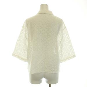 GALLARDAGALANTE 24SS レース開襟シャツ ブラウス 半袖 スキッパー F 白 ホワイト GGZ1041404A0014