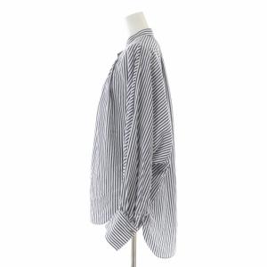 ADORE 23AW クリアコンパクトブラウス シャツ チュニック丈 ストライプ バンドカラー テールカット ドルマンスリーブ 長袖 38