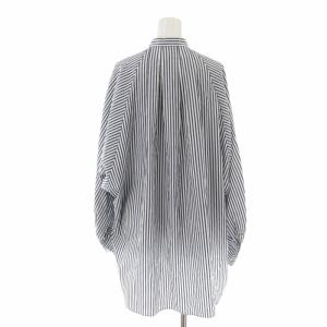 ADORE 23AW クリアコンパクトブラウス シャツ チュニック丈 ストライプ バンドカラー テールカット ドルマンスリーブ 長袖 38