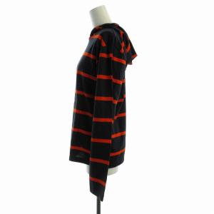 agnes b. パーカー カットソー ボーダー プルオーバー 長袖 2 M 紺 ネイビー 赤 レッド