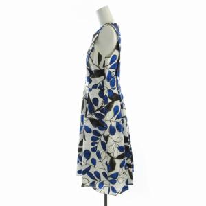 ANAYI フレアワンピース ミモレ ロング 花柄 ノースリーブ 38 M 青 ブルー 白 ホワイト /RO BM